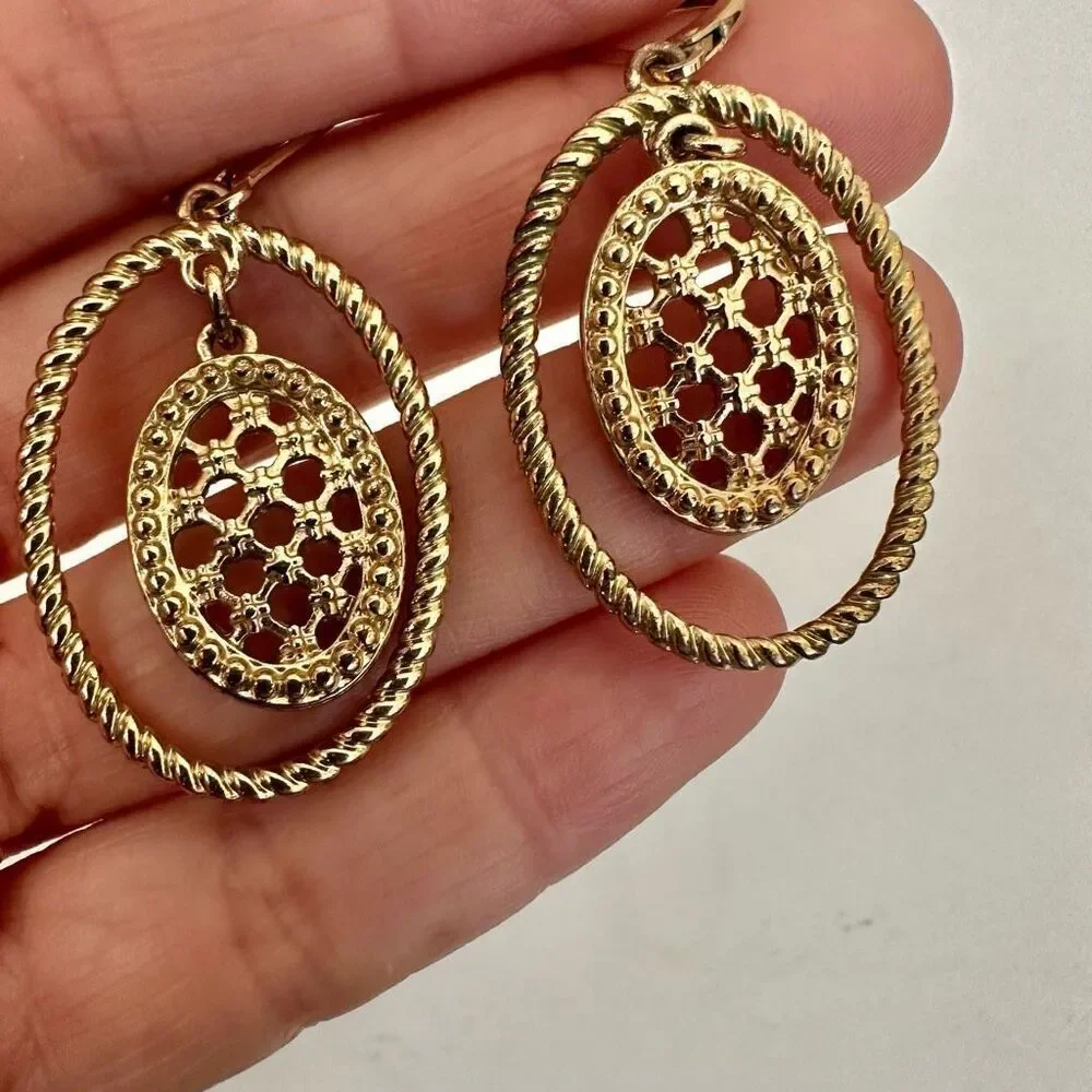 Gold tone oval earrings
